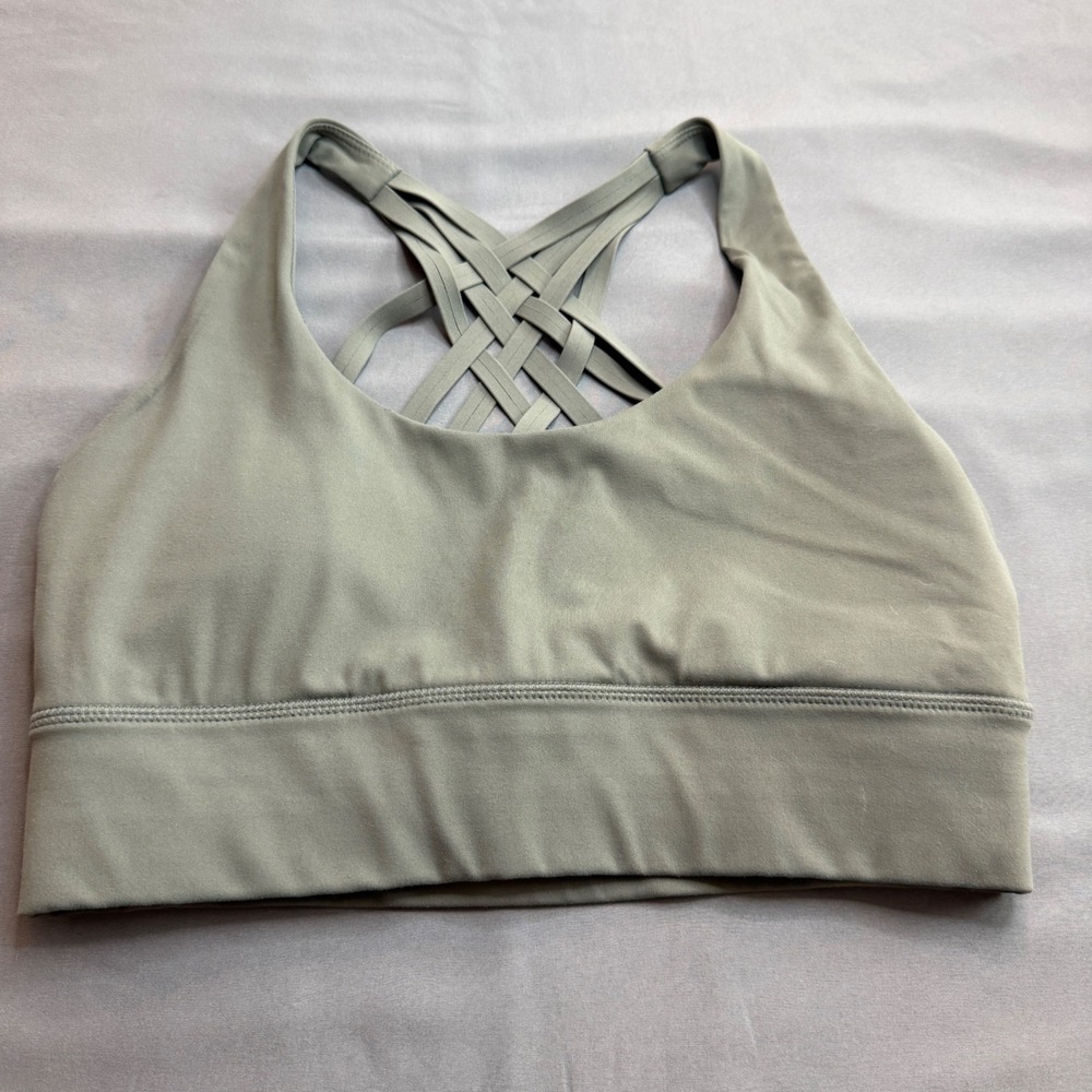 NVGTN Womens Sage Green Multi Strap Lattice Back Sports Bra Gym Workout Top